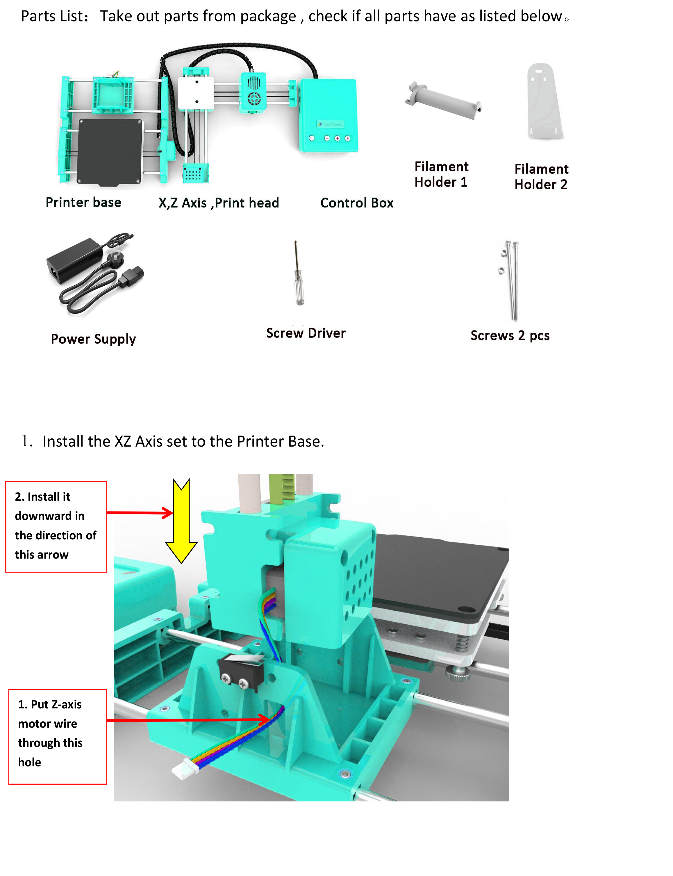 X3 Install Manual EASYTHREED 3D Printer